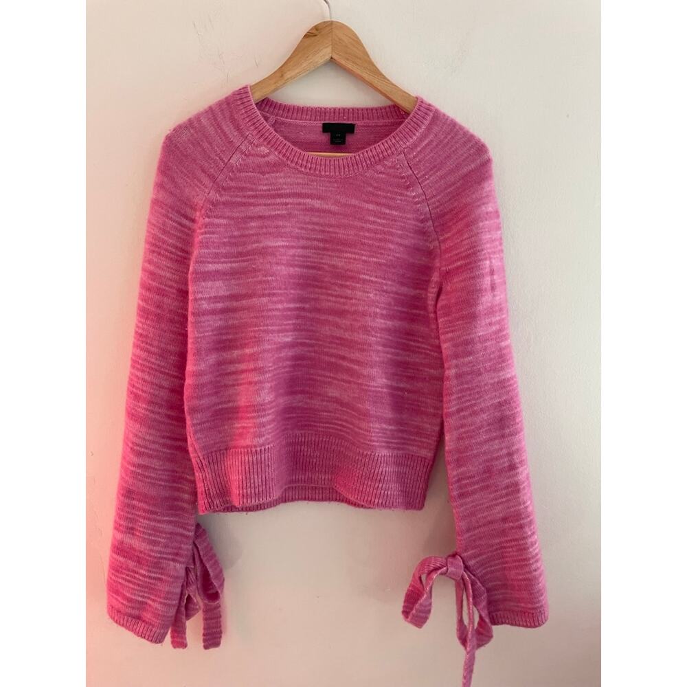 J Crew $148 Collection Tie Sleeve Sweater Marled Pink XS H0430